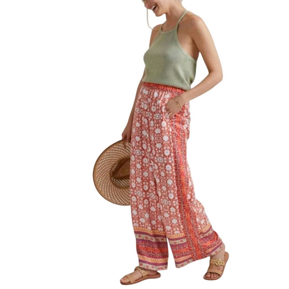 Philosophy/ Anthropologie Satiny Wide Leg Boho Summer Pants NWT